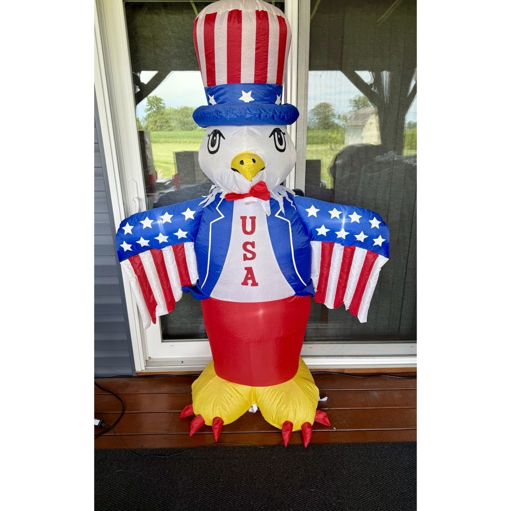 Inflatable Bald Eagle Uncle Same 4th Of July 6' Foot Tall MINT! Used 1 Time.